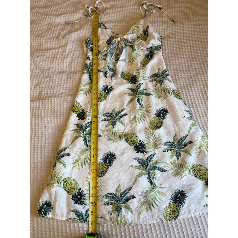 Promesa Tropical Pineapple Print Tie Front Spaghetti Strap Mini Dress Medium - Picture 8 of 15